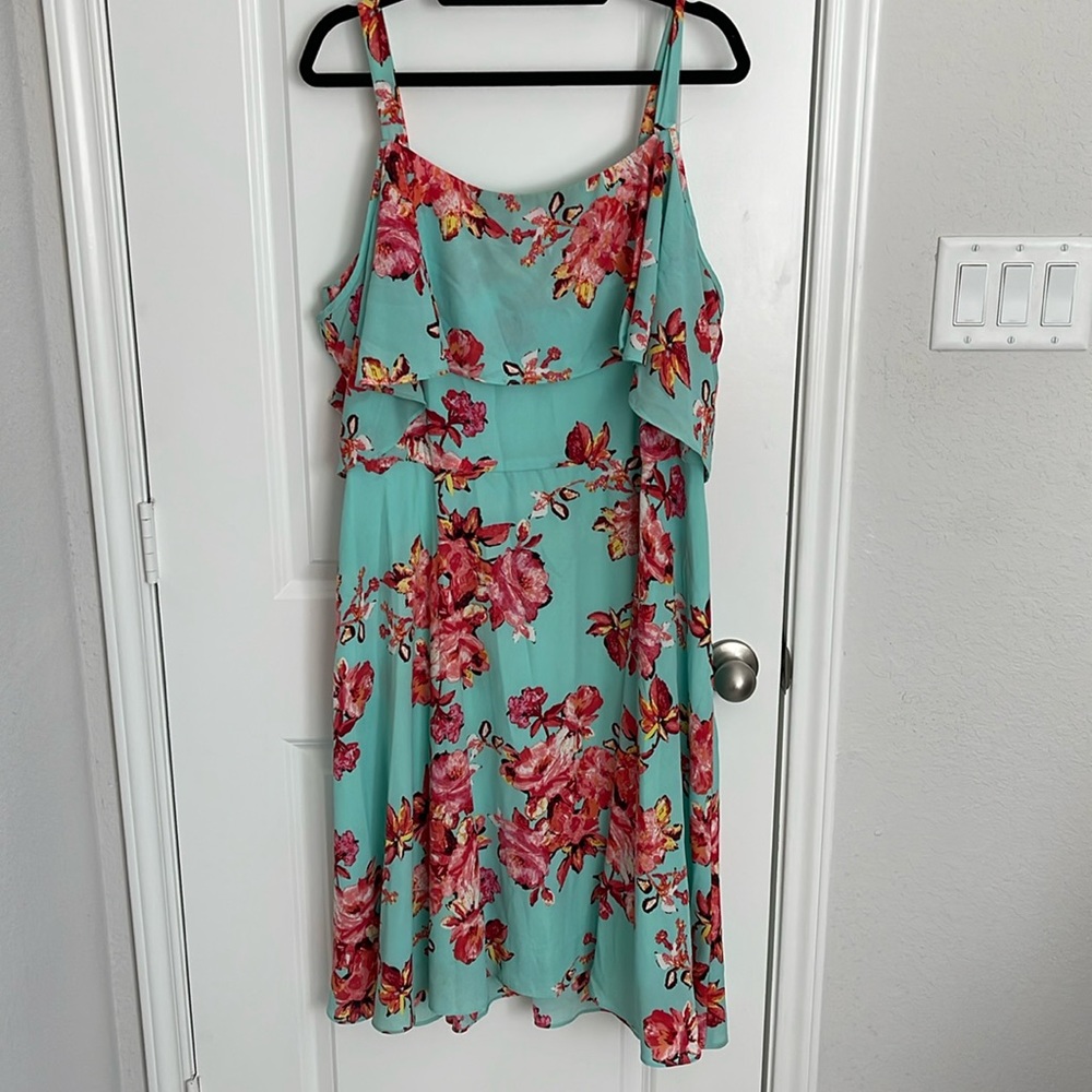 Teal Floral Leslie Faye Dress Size 18W